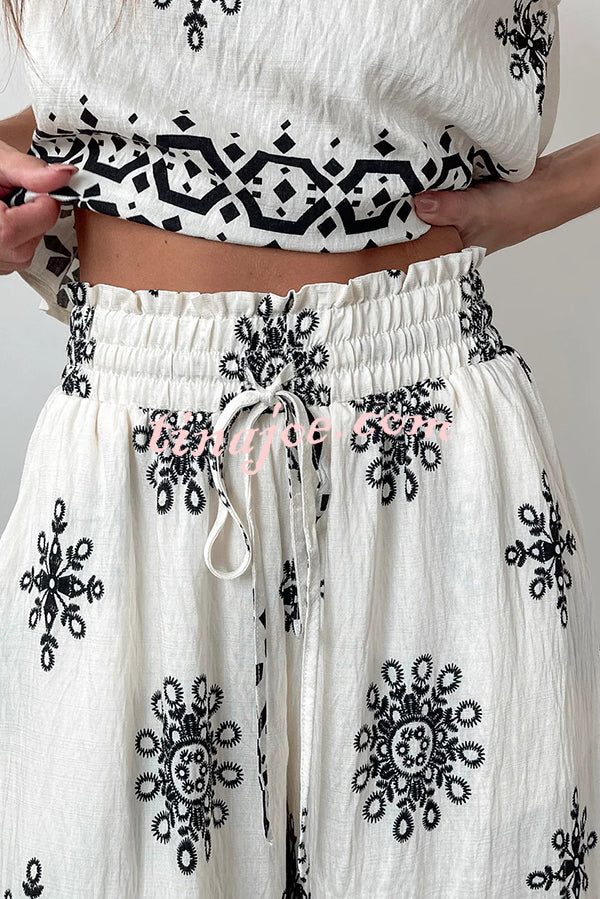 Conjunto Beatriz – Top com Estampa e Calça de Perna Larga - Priya