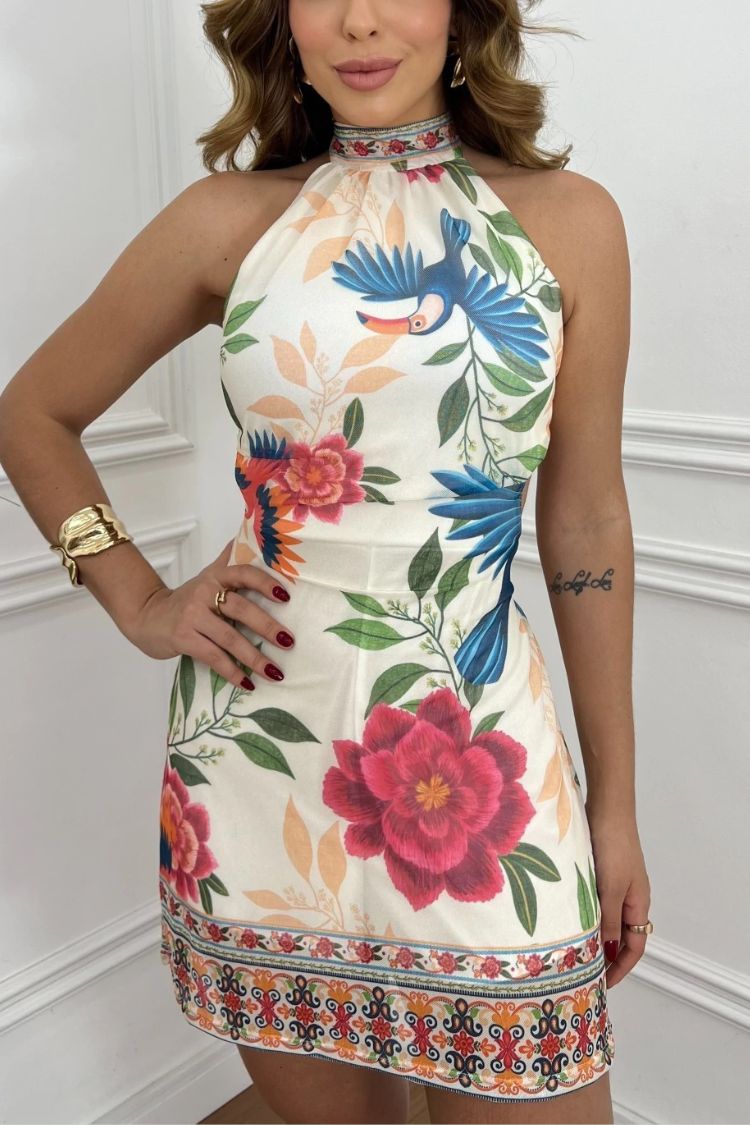 Vestido Susanne – Floral Curto com Amarração Priya - Priya