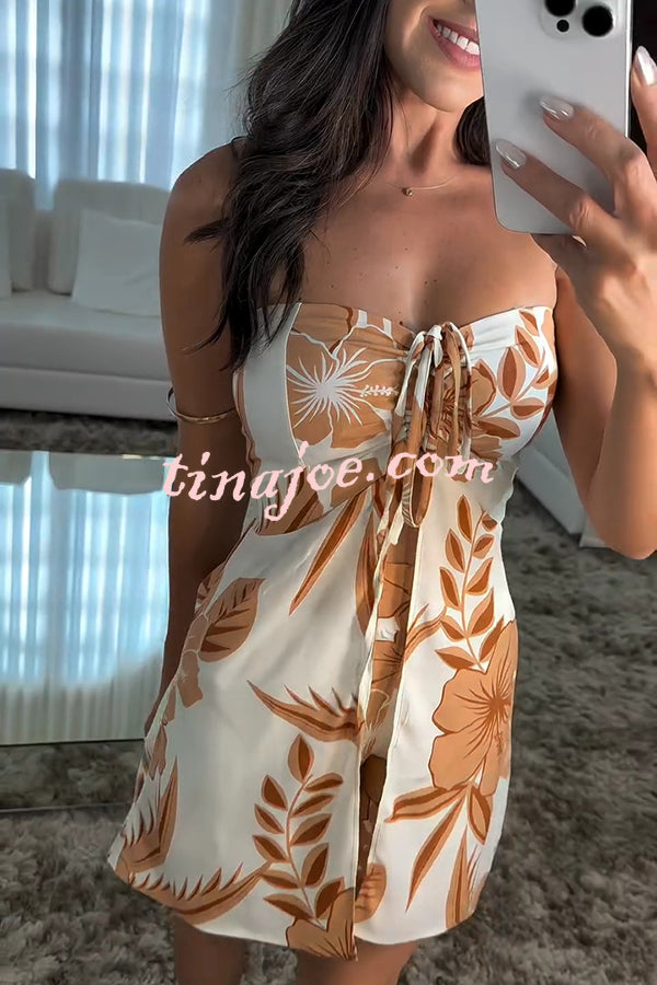 Conjunto Júlia – Top Bandeau com Estampa Floral e Shorts com Cintura Elástica e Bolso A - Priya