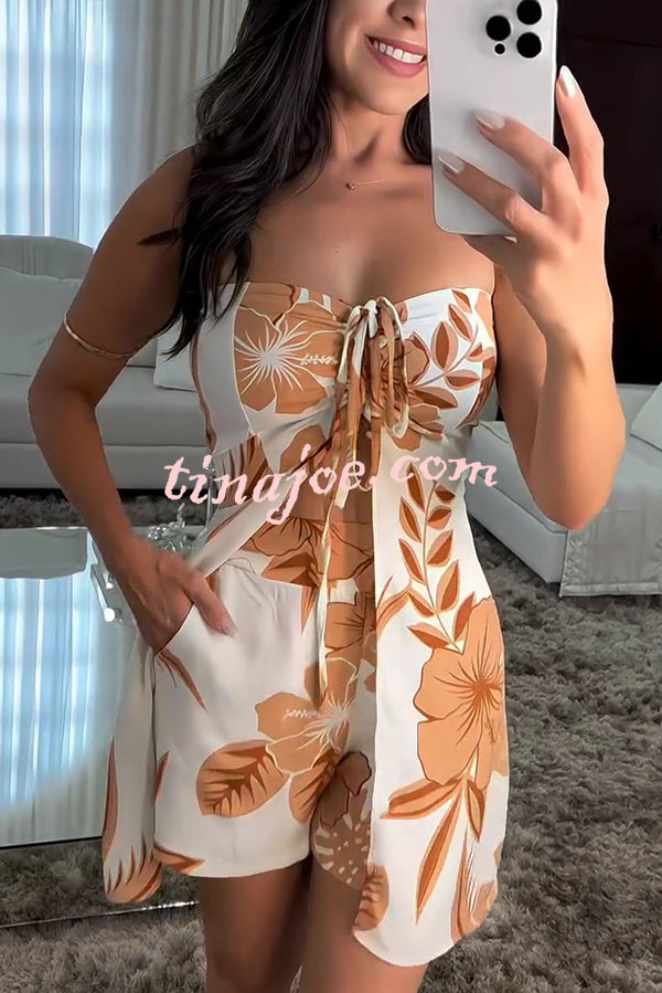 Conjunto Júlia – Top Bandeau com Estampa Floral e Shorts com Cintura Elástica e Bolso A - Priya