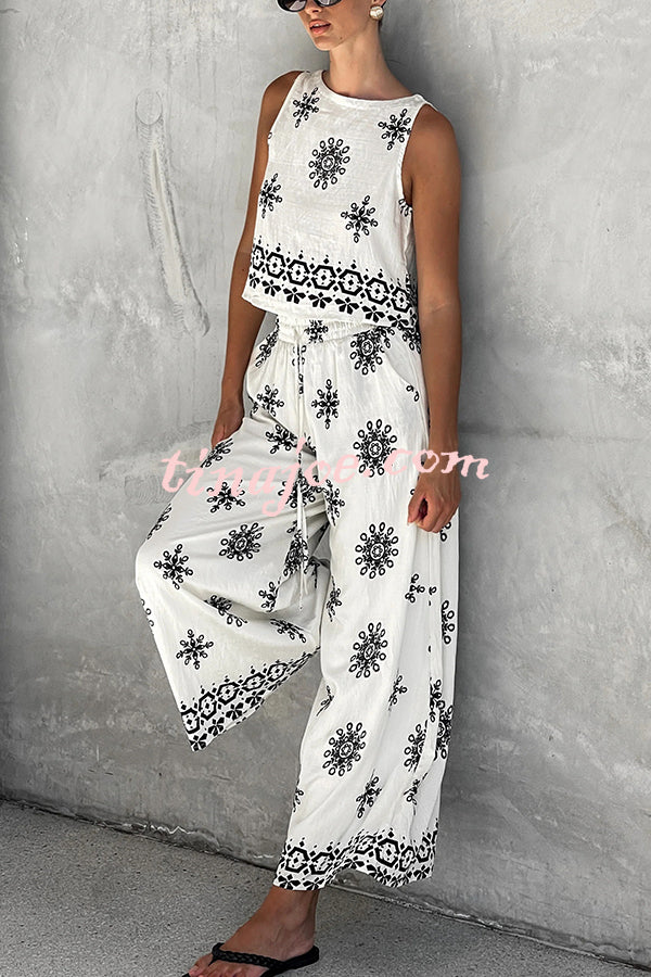 Conjunto Beatriz – Top com Estampa e Calça de Perna Larga - Priya