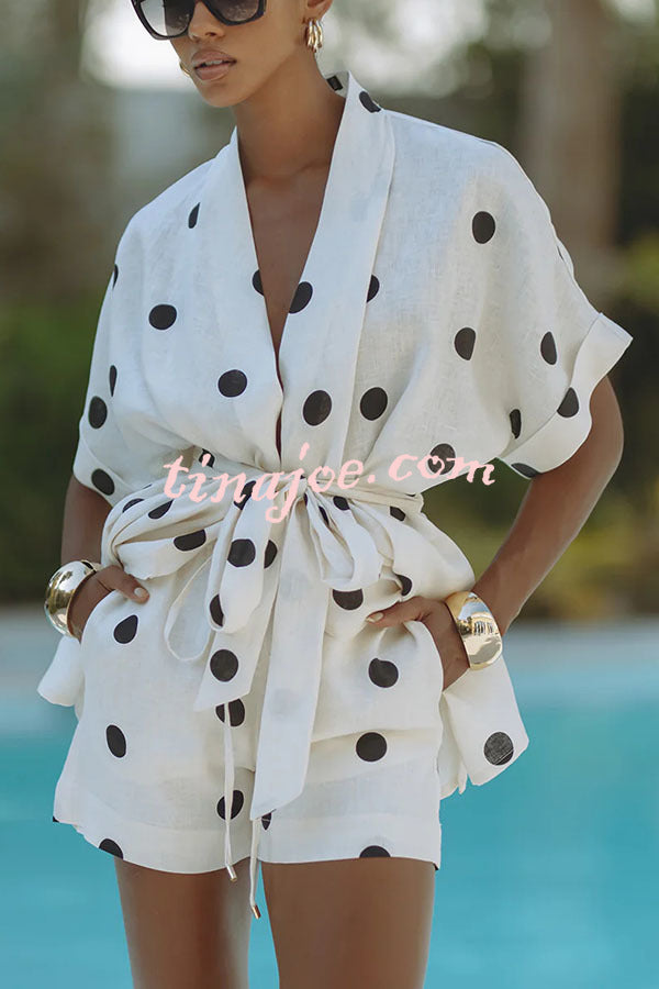 Conjunto Lara – Top Kimono com Poá e Shorts com Cintura Elástica e Bolso - Priya