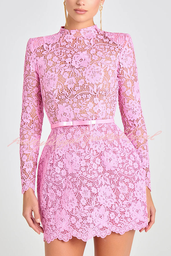 Vestido Priya Aurora – Renda Floral com Laço e Manga Curta - Priya