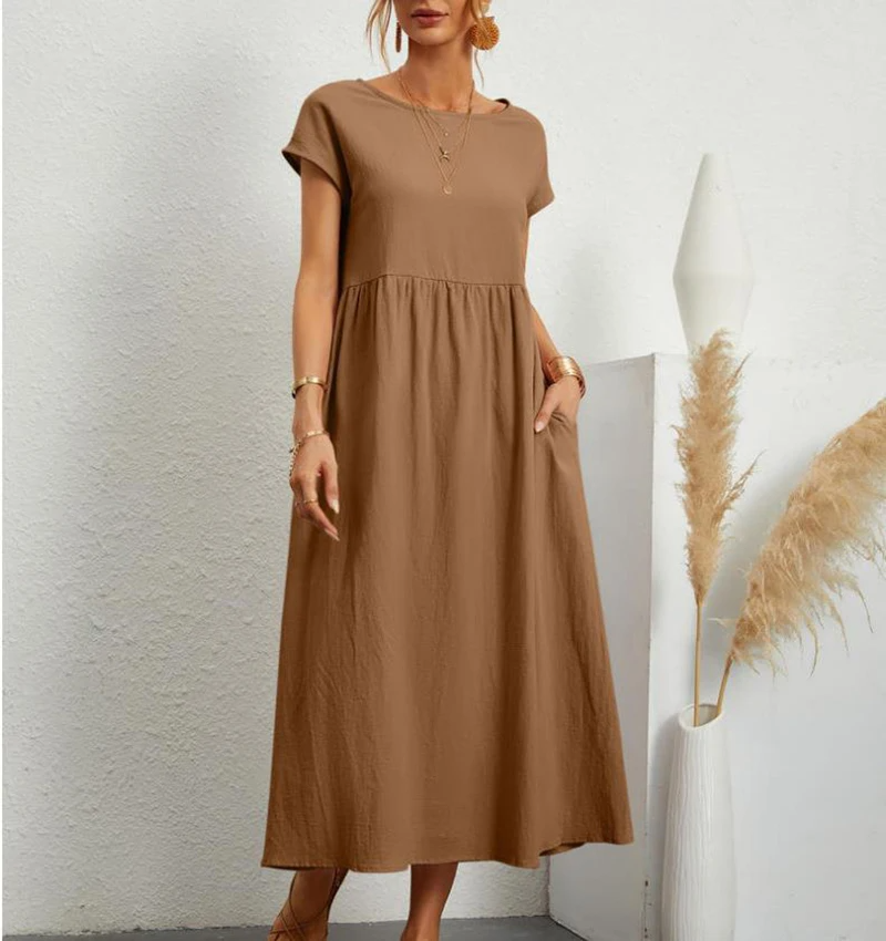 Vestido de Manga Curta com Decote em O Spark - Priya