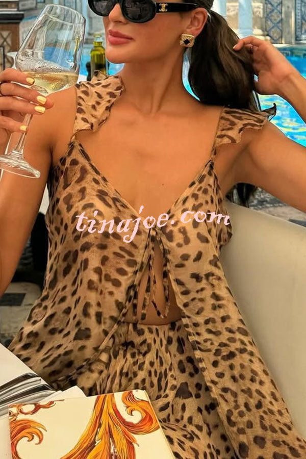Conjunto Immerse – Blusa Midi Animal Print com Fenda e Shorts com Cintura Elástica - Priya