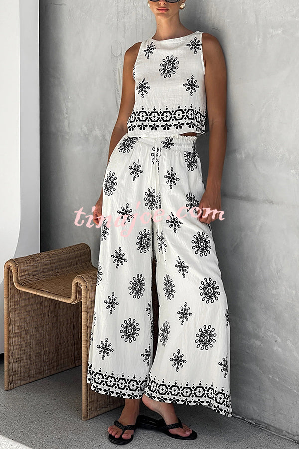 Conjunto Beatriz – Top com Estampa e Calça de Perna Larga - Priya