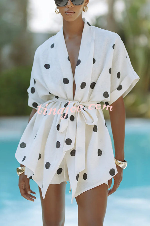Conjunto Lara – Top Kimono com Poá e Shorts com Cintura Elástica e Bolso - Priya