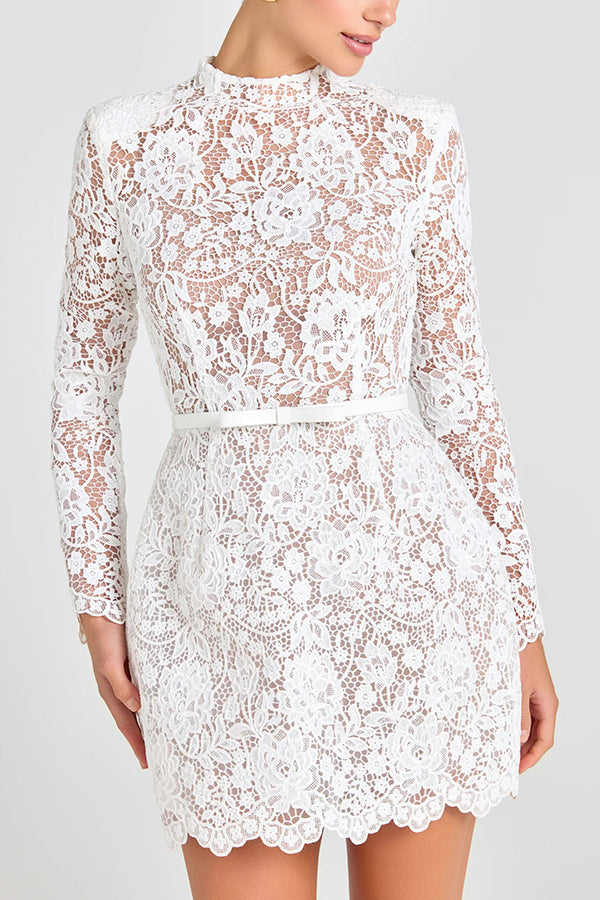 Vestido Priya Aurora – Renda Floral com Laço e Manga Curta - Priya