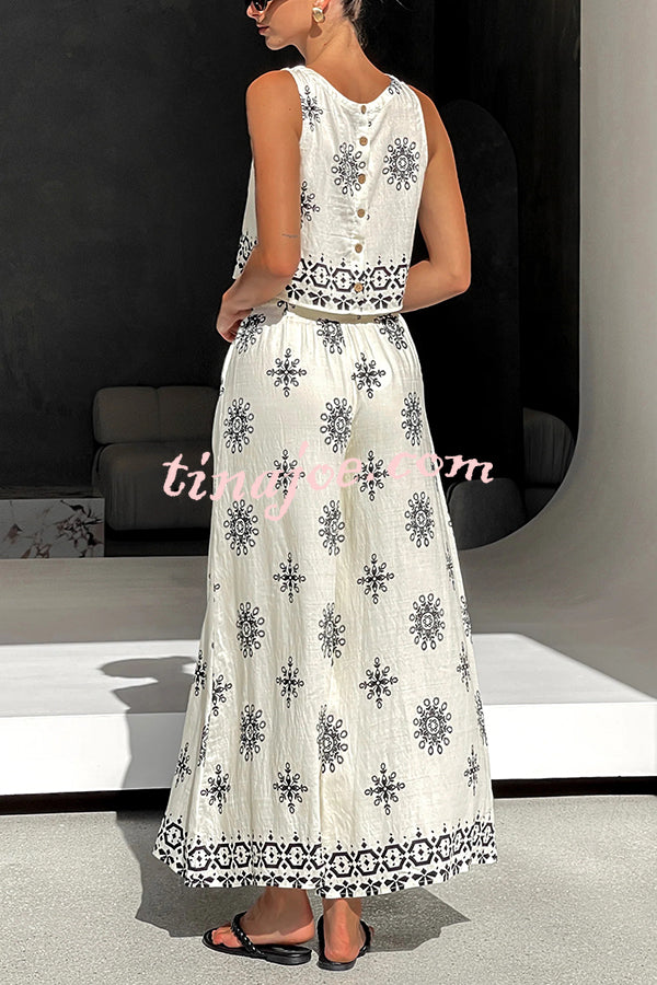 Conjunto Beatriz – Top com Estampa e Calça de Perna Larga - Priya