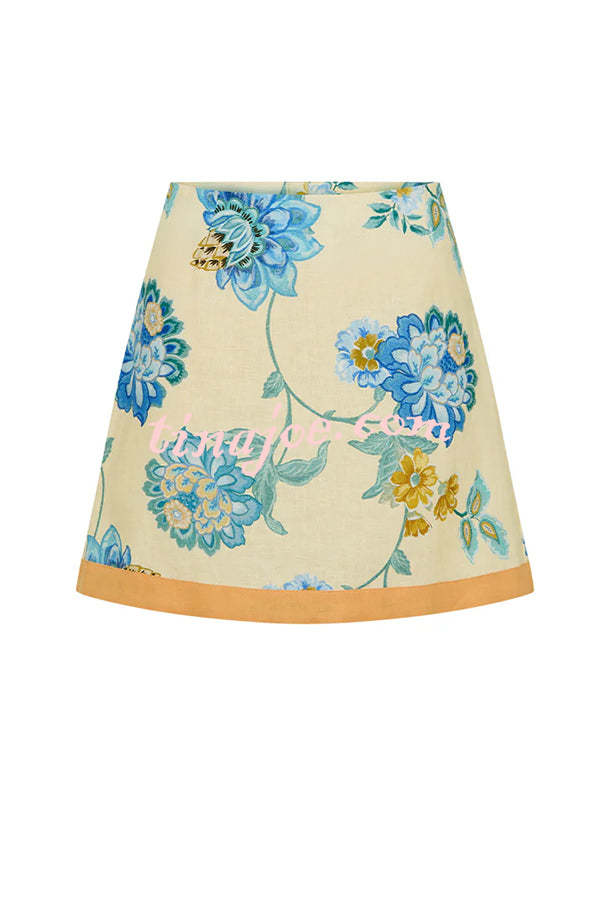 Conjunto Giselle – Camisa Floral com Saia Mini de Zíper em Linho - Priya
