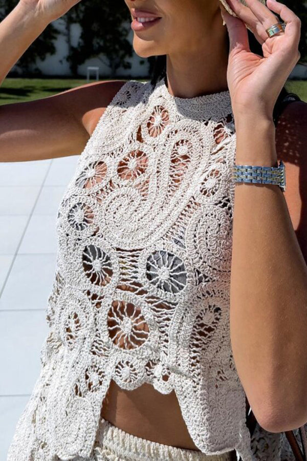 Conjunto Top Laura – Crochê de Renda com Barra Irregular e Modelagem Solta - Priya