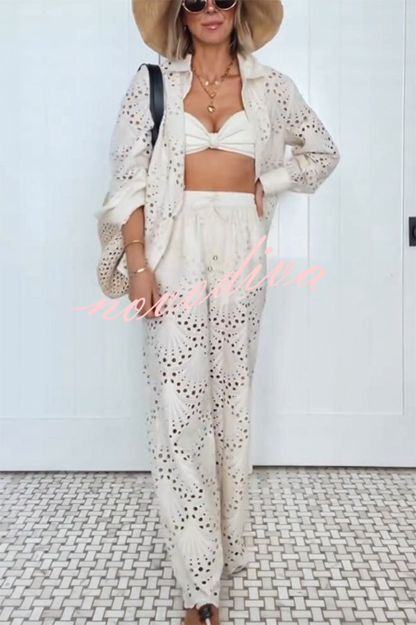 Conjunto Lillah – Renda Bordada com Estampa Concha e Manga Longa - Priya