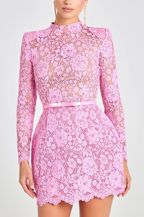 Vestido Priya Aurora – Renda Floral com Laço e Manga Curta - Priya