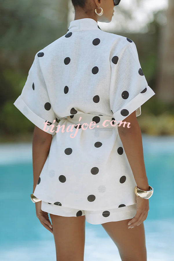 Conjunto Lara – Top Kimono com Poá e Shorts com Cintura Elástica e Bolso - Priya