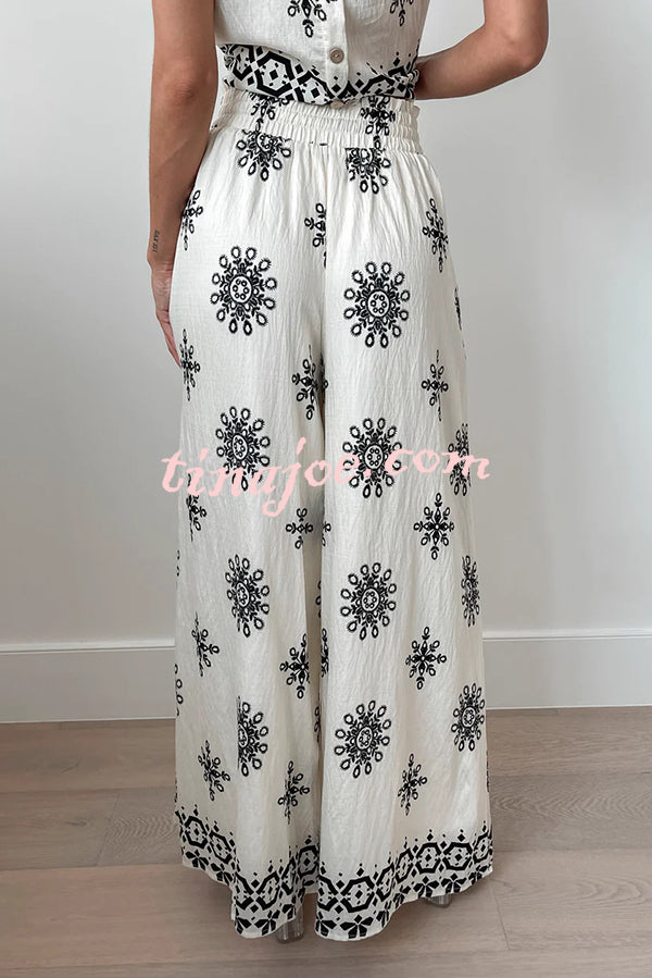 Conjunto Beatriz – Top com Estampa e Calça de Perna Larga - Priya