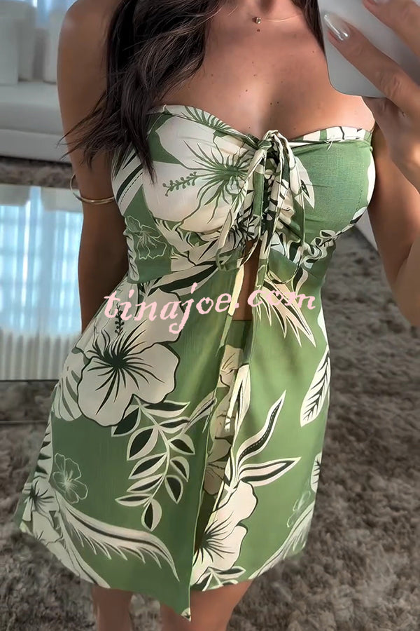 Conjunto Júlia – Top Bandeau com Estampa Floral e Shorts com Cintura Elástica e Bolso A - Priya