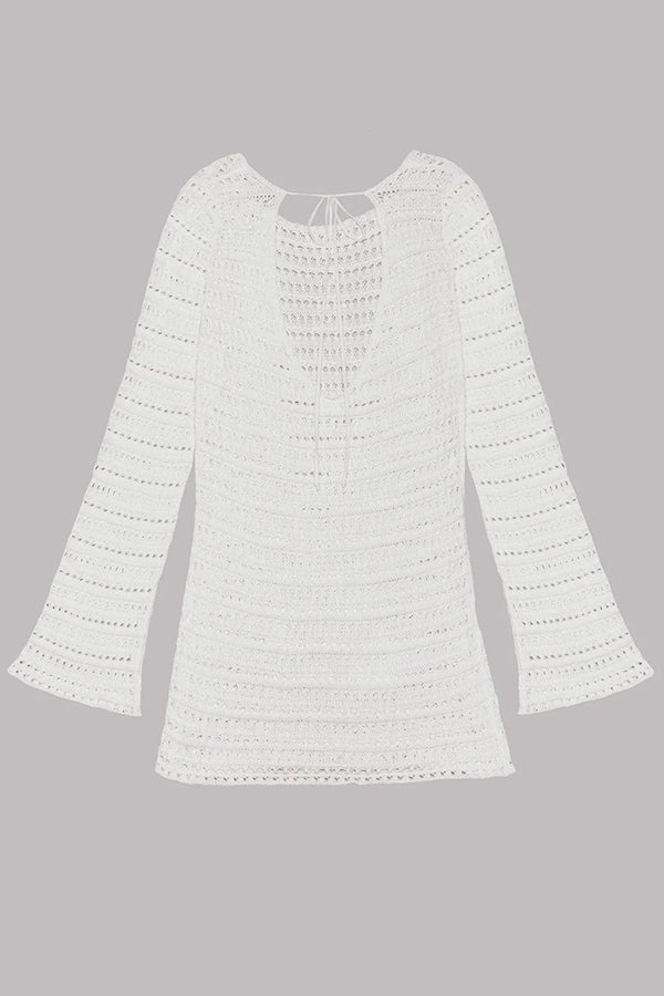 Vestido Beatriz – Mini de Tricot com Costas Abertas e Mangas Flare - Priya