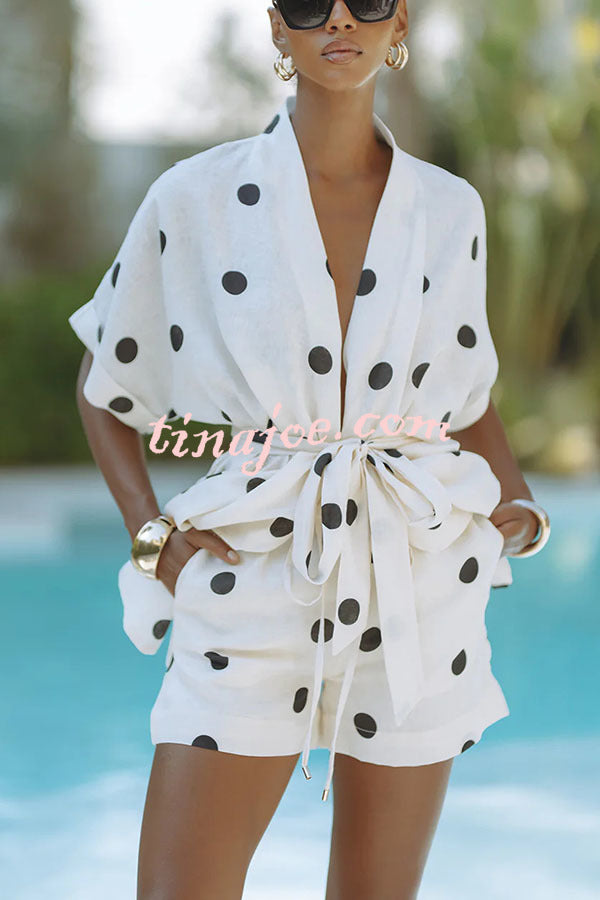 Conjunto Lara – Top Kimono com Poá e Shorts com Cintura Elástica e Bolso - Priya