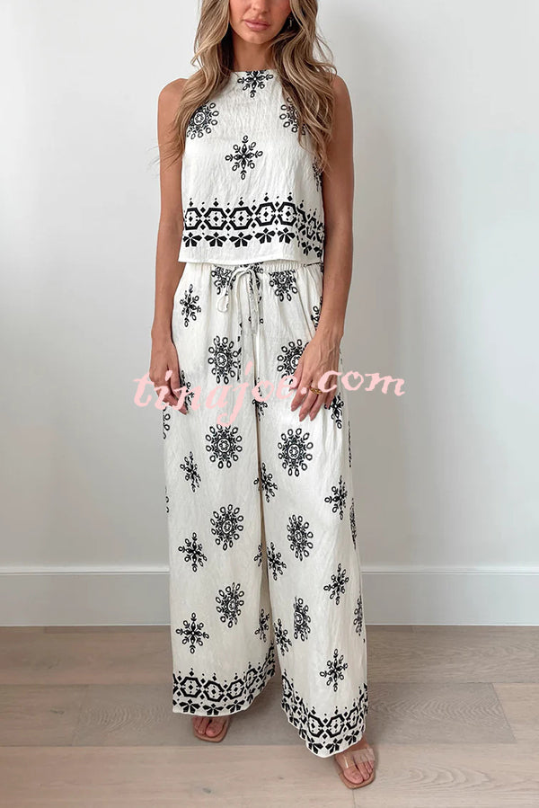 Conjunto Beatriz – Top com Estampa e Calça de Perna Larga - Priya