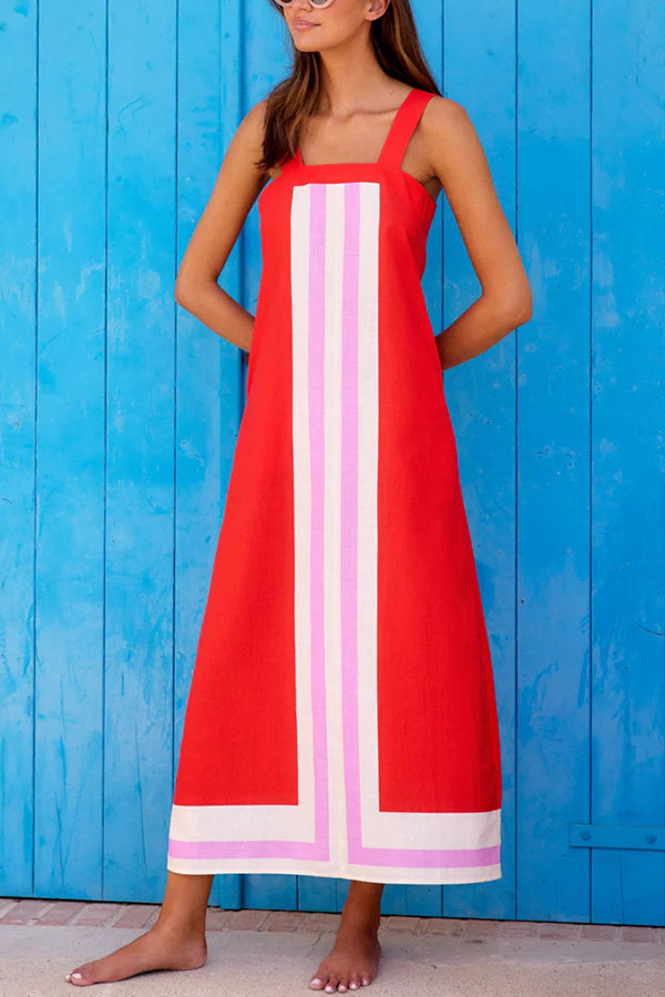 Vestido Clara – Maxi Estilo Resort com Alças e Estampa Listrada - Priya