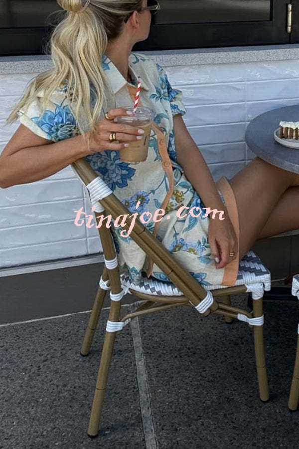 Conjunto Giselle – Camisa Floral com Saia Mini de Zíper em Linho - Priya