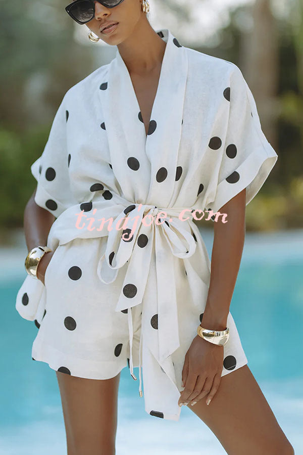 Conjunto Lara – Top Kimono com Poá e Shorts com Cintura Elástica e Bolso - Priya