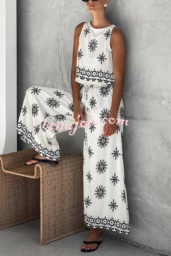 Conjunto Beatriz – Top com Estampa e Calça de Perna Larga - Priya