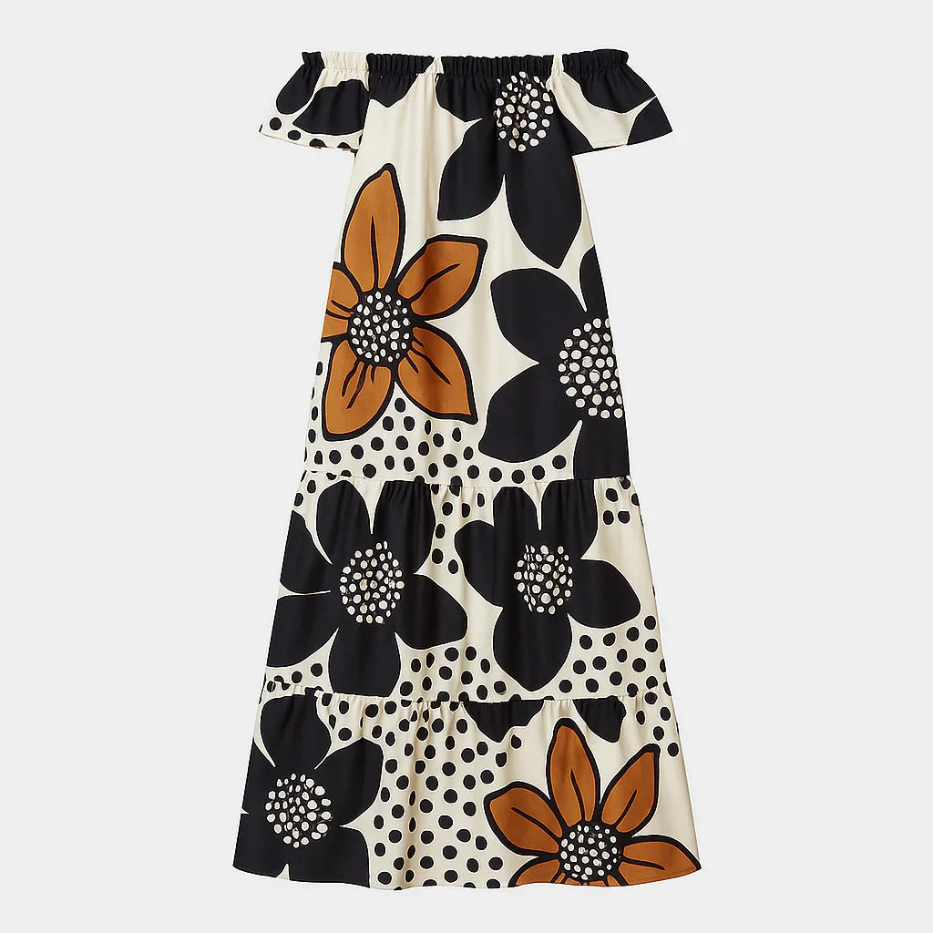 Vestido floral ombro a ombro - Priya
