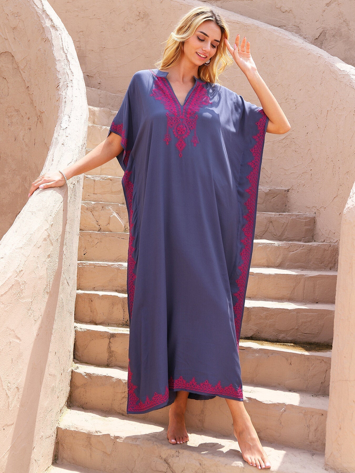 Kaftans Bordado Verão 2025 Azul II- Original Priya™ - Priya
