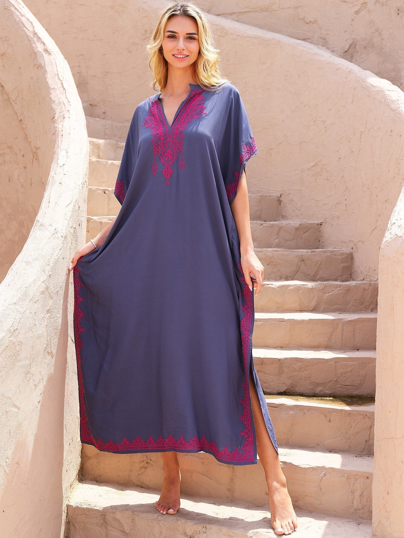Kaftans Bordado Verão 2025 Azul II- Original Priya™ - Priya