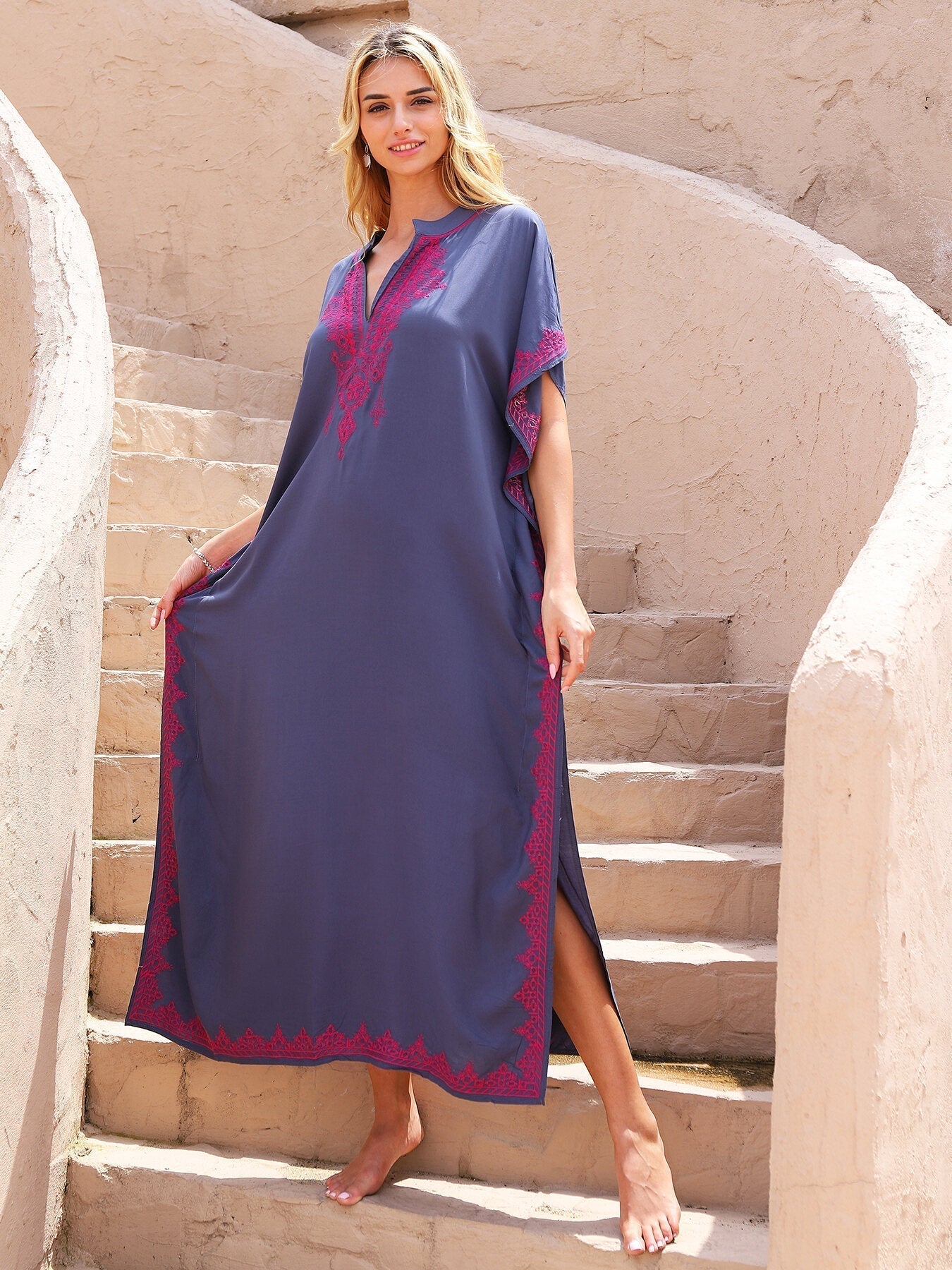 Kaftans Bordado Verão 2025 Azul II- Original Priya™ - Priya