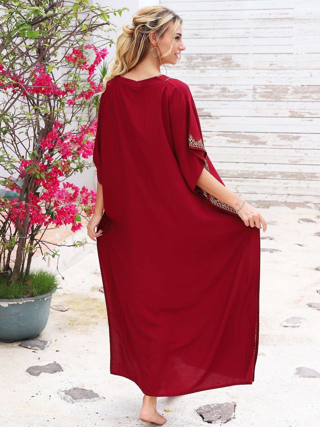Kaftans Bordado Verão 2025 Vinho - Original Priya™ - Priya