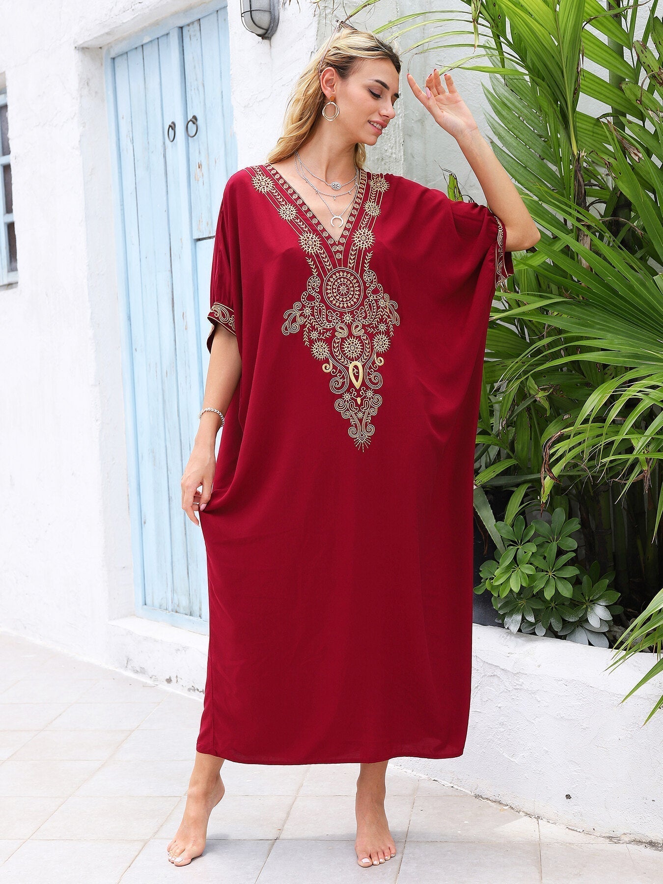 Kaftans Bordado Verão 2025 Vinho - Original Priya™ - Priya