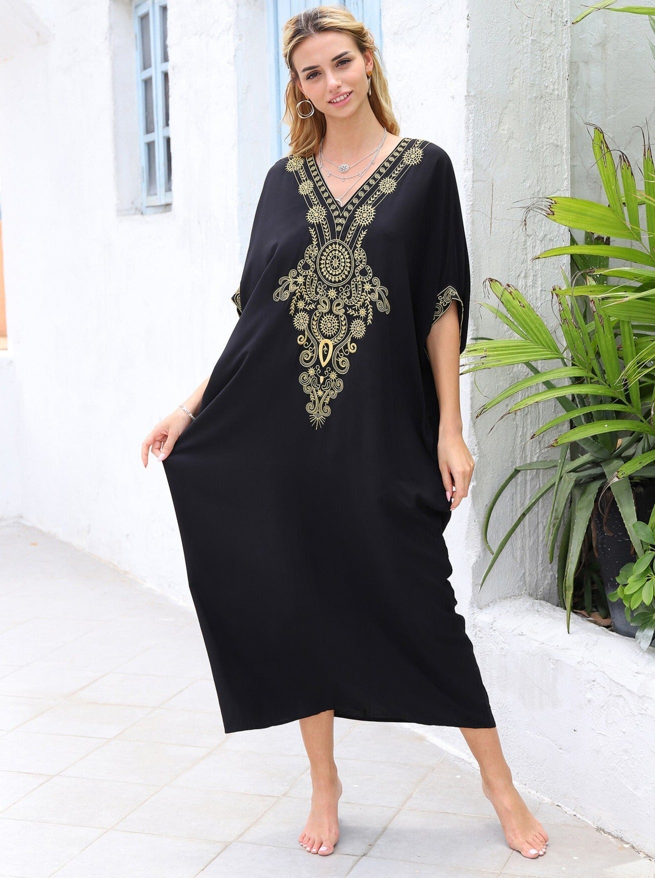 Kaftans Bordado Verão 2025 Preto - Original Priya™ - Priya