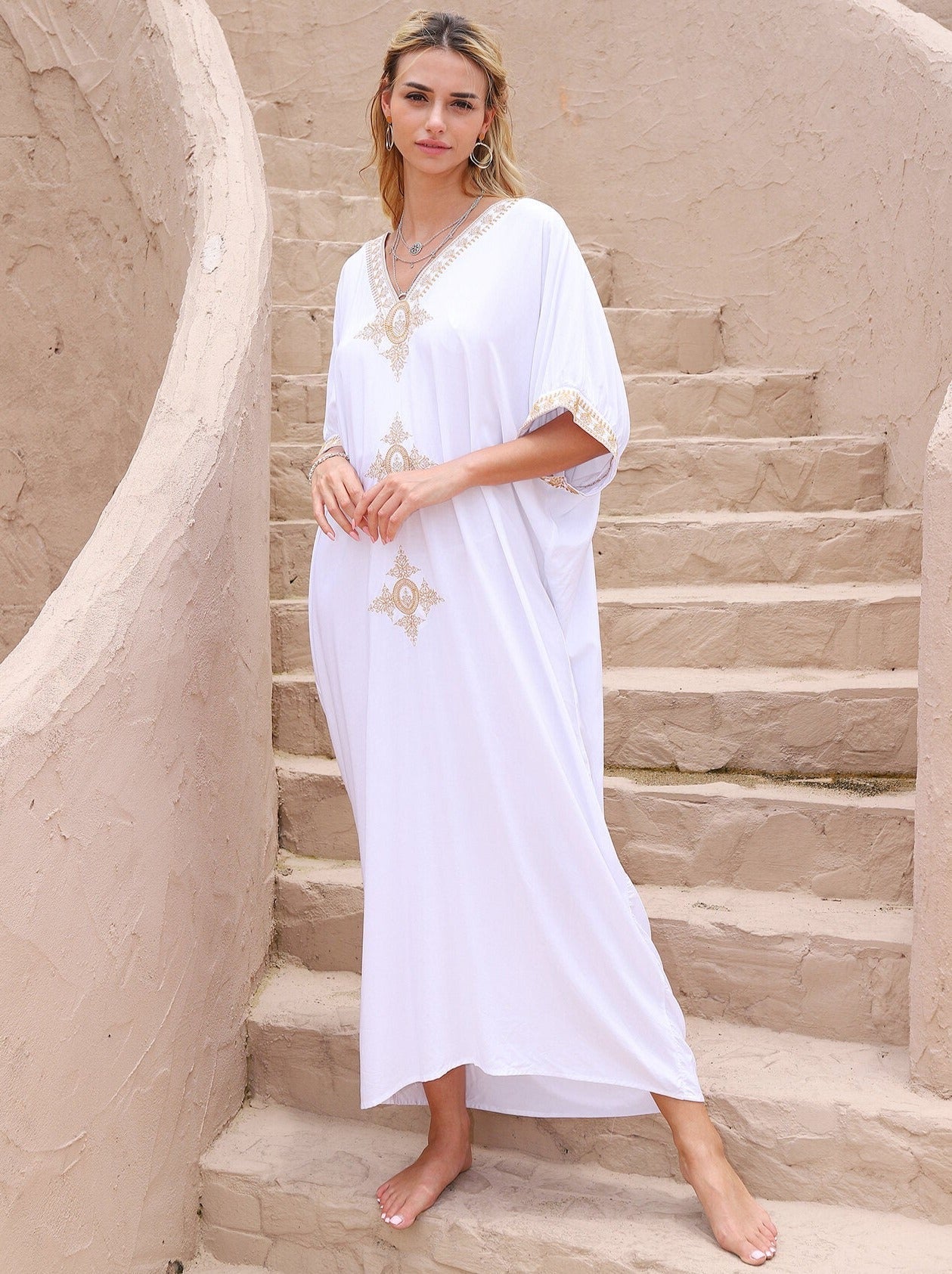 Kaftans Bordado Verão 2025 Branco - Original Priya™ - Priya