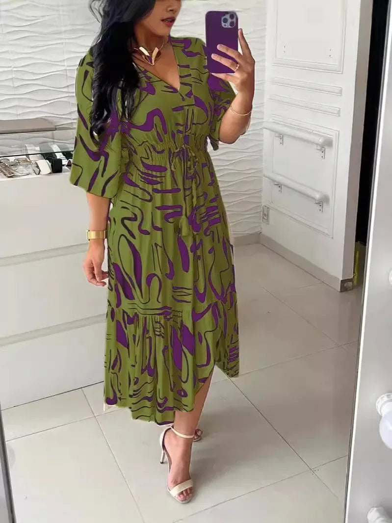 Vestido com estampado decote em V Original Priya - Priya