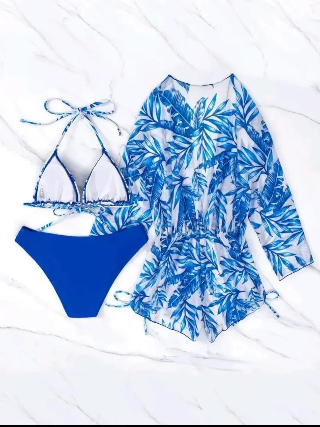 Biquíni de 3 Peças com Impressão Floral Areia Dourada - Priya