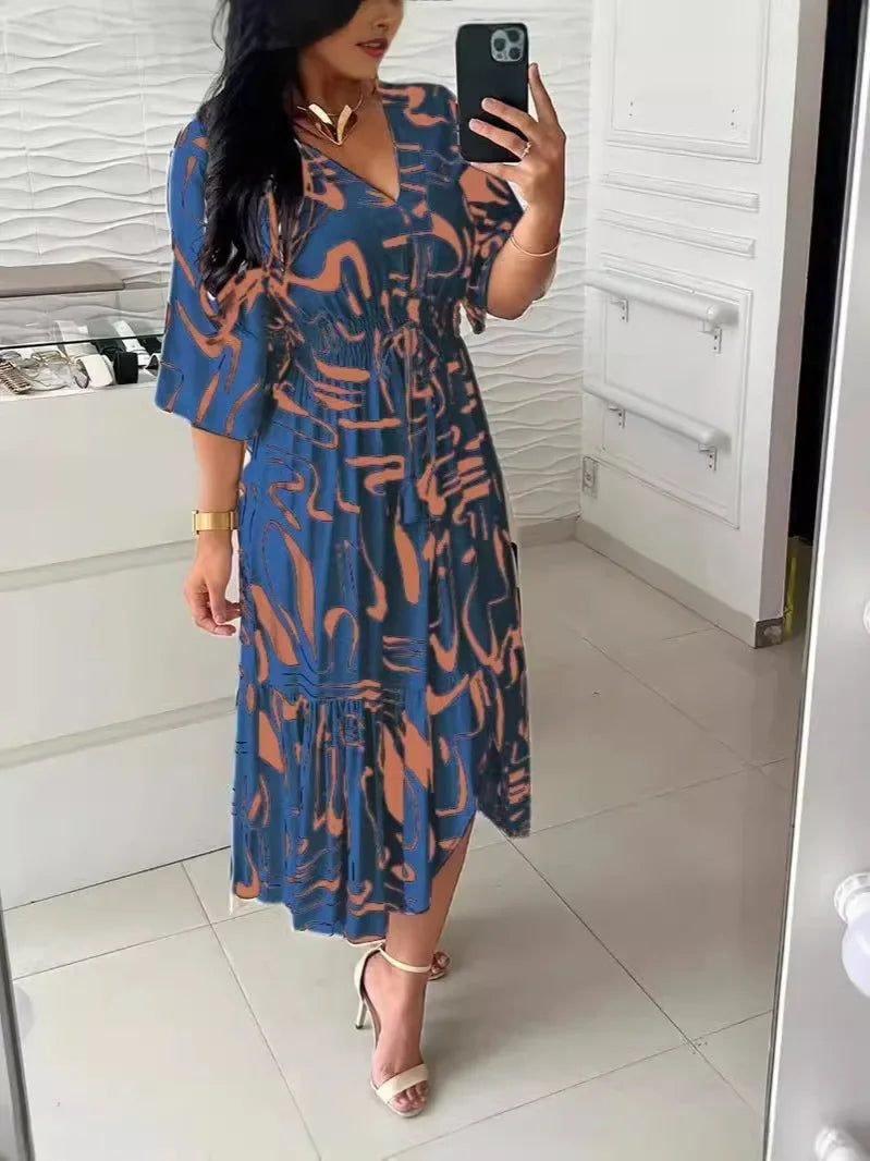 Vestido com estampado decote em V Original Priya - Priya