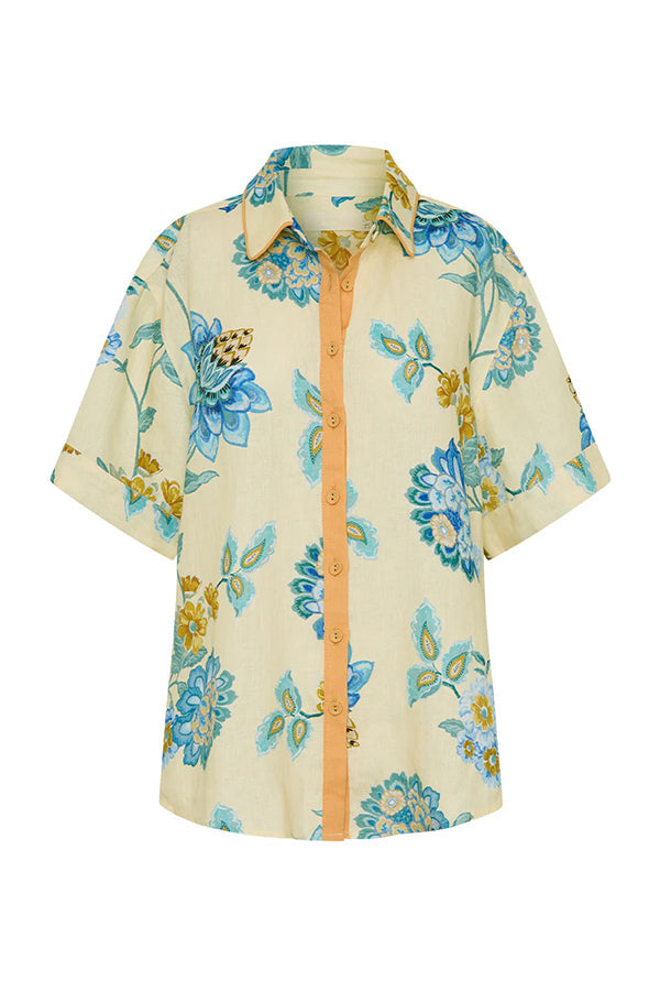 Conjunto Giselle – Camisa Floral com Saia Mini de Zíper em Linho - Priya