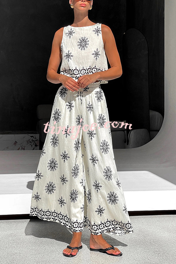 Conjunto Beatriz – Top com Estampa e Calça de Perna Larga - Priya