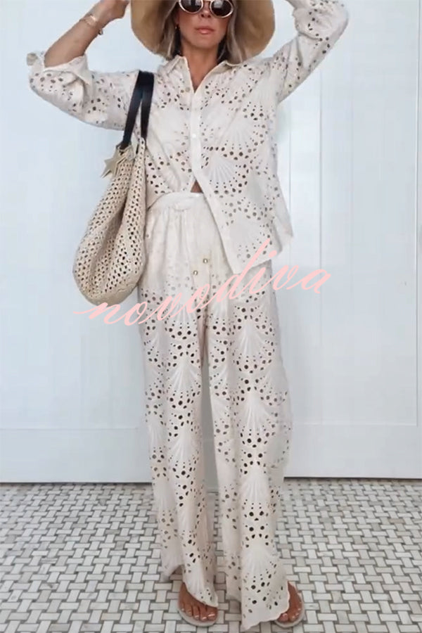 Conjunto Lillah – Renda Bordada com Estampa Concha e Manga Longa - Priya