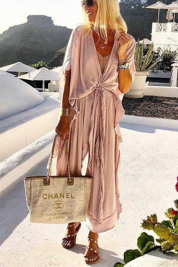 Vestido longo tipo quimono com cinto Island Girl - Priya
