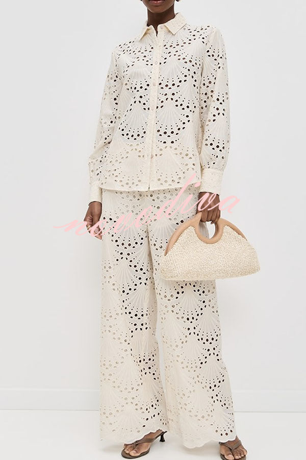 Conjunto Lillah – Renda Bordada com Estampa Concha e Manga Longa - Priya