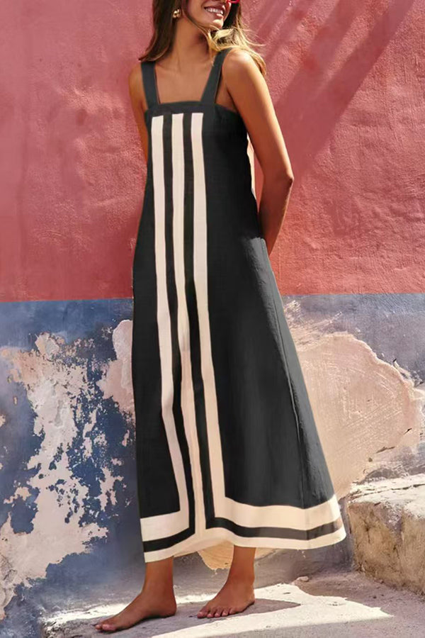 Vestido Clara – Maxi Estilo Resort com Alças e Estampa Listrada - Priya