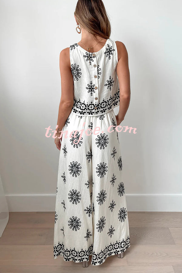 Conjunto Beatriz – Top com Estampa e Calça de Perna Larga - Priya