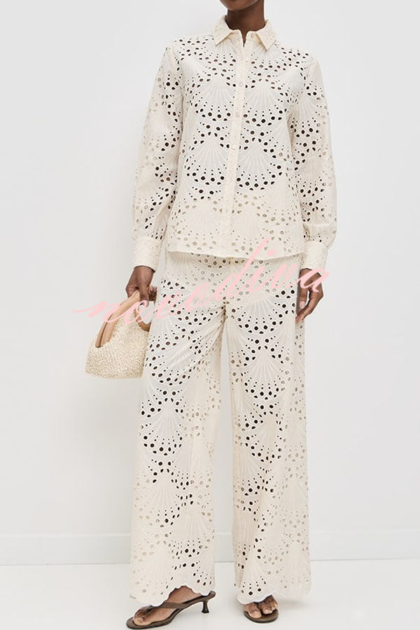 Conjunto Lillah – Renda Bordada com Estampa Concha e Manga Longa - Priya