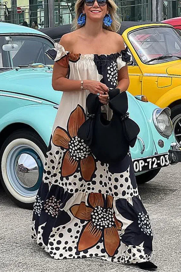 Vestido floral ombro a ombro - Priya