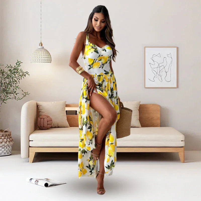 Vestido longo fluido com alças finas Verão 2025 - Priya
